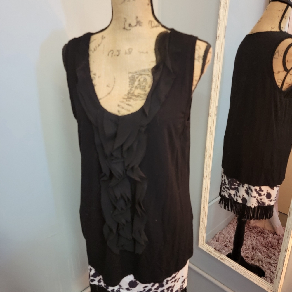 XL Grace Black ruffle tank top